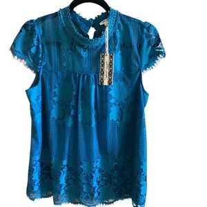 Ultra Pink crochet lace overlay‎ top cottagecore